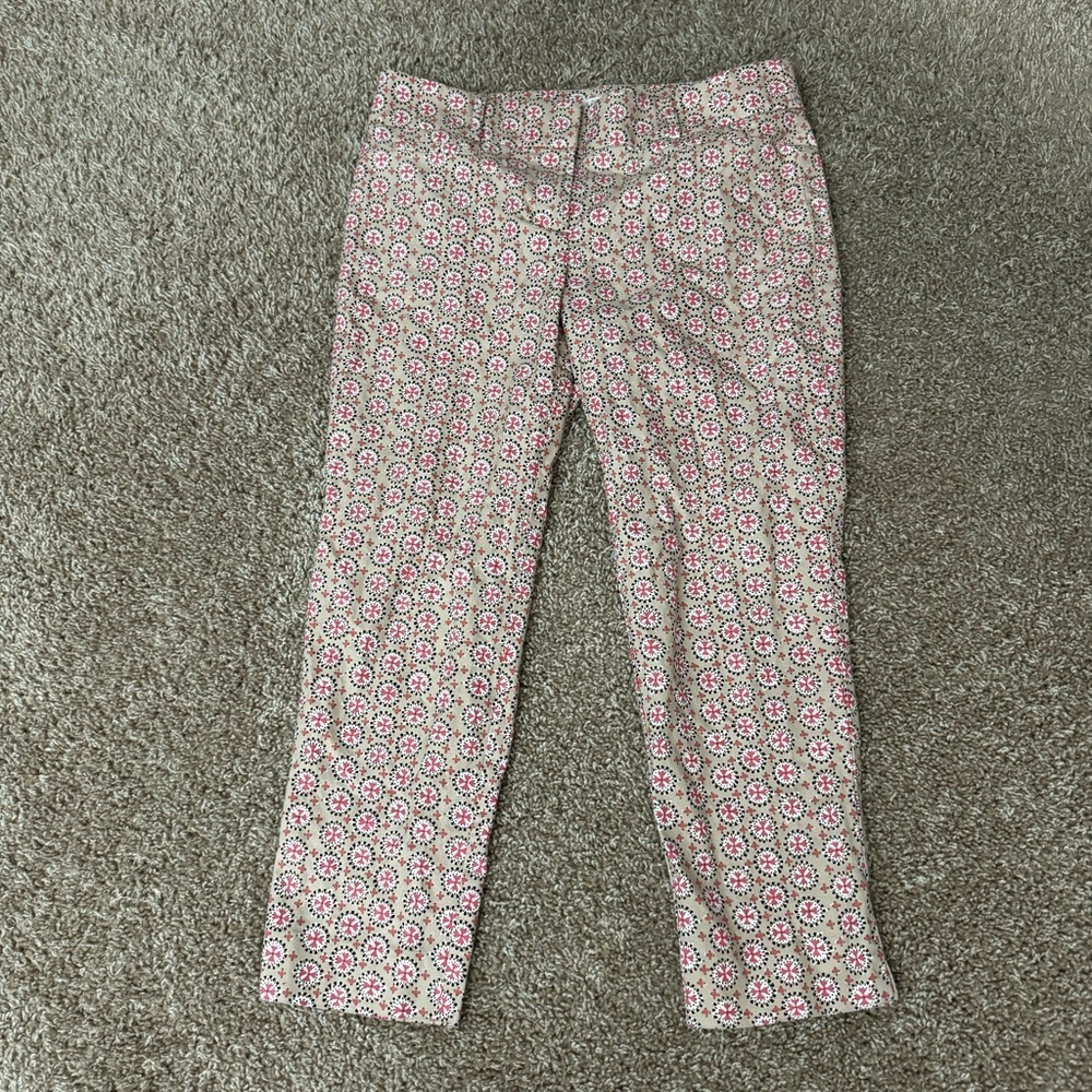 Loft Women’s Tan &‎ Red Geometric Pattern Pants Size 4P